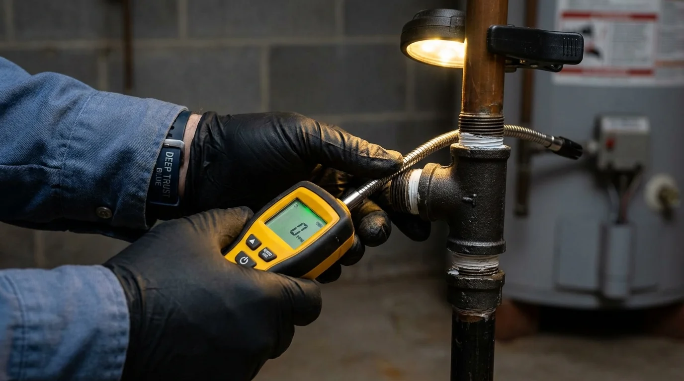 Gas leak detection with electronic sniffer by Johns Plumbing LLC in Everett